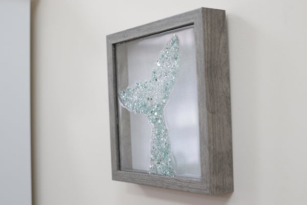 Whale Tail Sea Glass Resin Art, 10x10