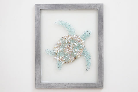 Turtle Sea Glass Resin Art, 15.5x12.5