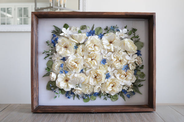LOCAL PICKUP ONLY- Custom Framed Floral Preservation Shadow Box 16x20