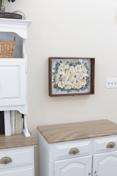 LOCAL PICKUP ONLY- Custom Framed Floral Preservation Shadow Box 16x20