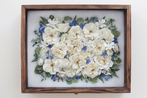 LOCAL PICKUP ONLY- Custom Framed Floral Preservation Shadow Box 16x20