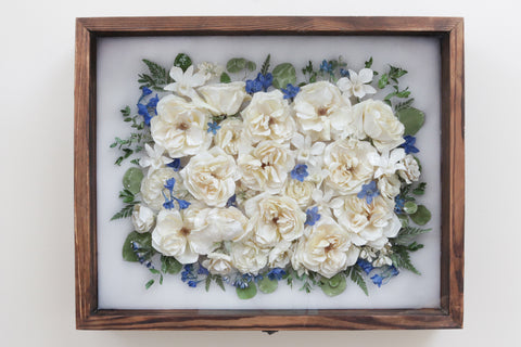 LOCAL PICKUP ONLY- Custom Framed Floral Preservation Shadow Box 16x20