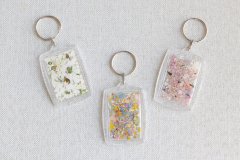 LOCAL PICKUP ONLY- 2 Pack- Custom Floral Preservation Keychains