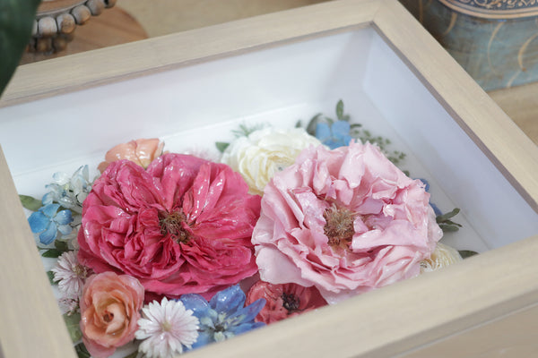LOCAL PICKUP ONLY- Custom Framed Floral Preservation Shadow Box 10x12