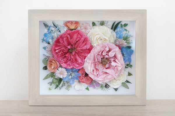 LOCAL PICKUP ONLY- Custom Framed Floral Preservation Shadow Box 10x12