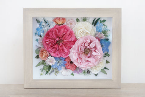 LOCAL PICKUP ONLY- Custom Framed Floral Preservation Shadow Box 10x12