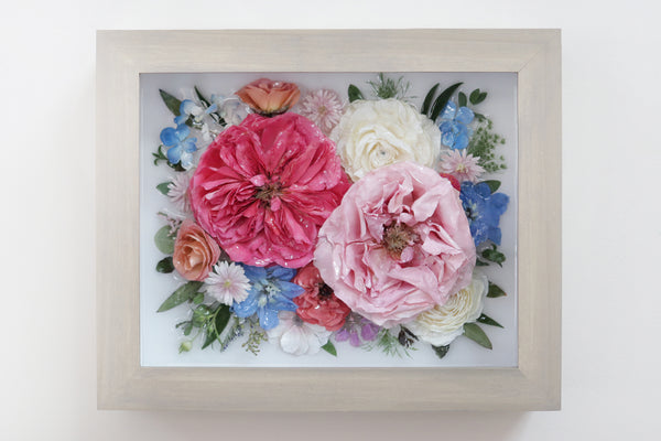 LOCAL PICKUP ONLY- Custom Framed Floral Preservation Shadow Box 10x12