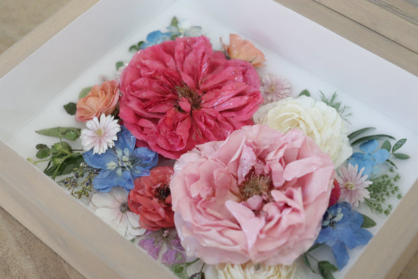 LOCAL PICKUP ONLY- Custom Framed Floral Preservation Shadow Box 10x12