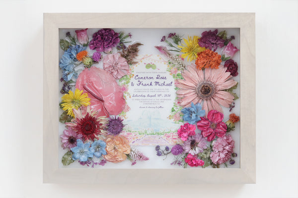 LOCAL PICKUP ONLY- Custom Framed Floral Preservation Shadow Box 10x12 (with Airbrush Color-Correction)