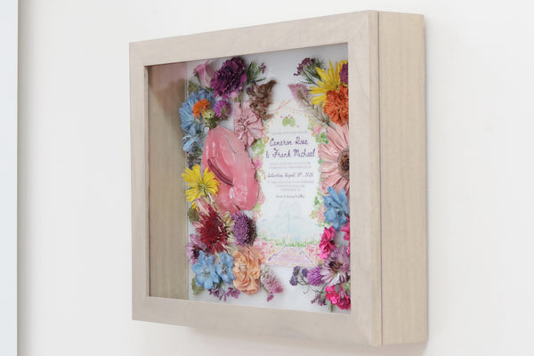 LOCAL PICKUP ONLY- Custom Framed Floral Preservation Shadow Box 10x12 (with Airbrush Color-Correction)