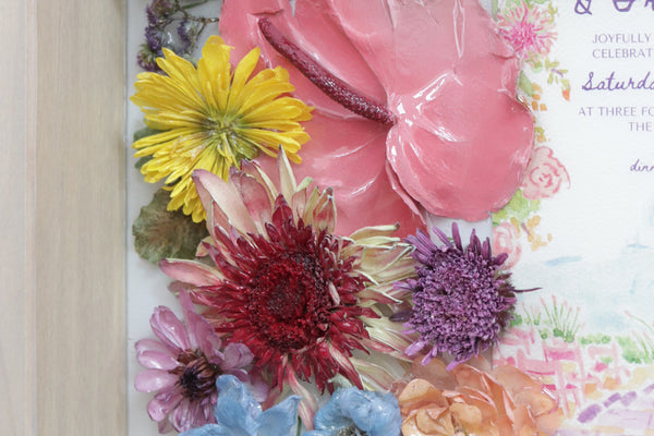 LOCAL PICKUP ONLY- Custom Framed Floral Preservation Shadow Box 10x12 (with Airbrush Color-Correction)