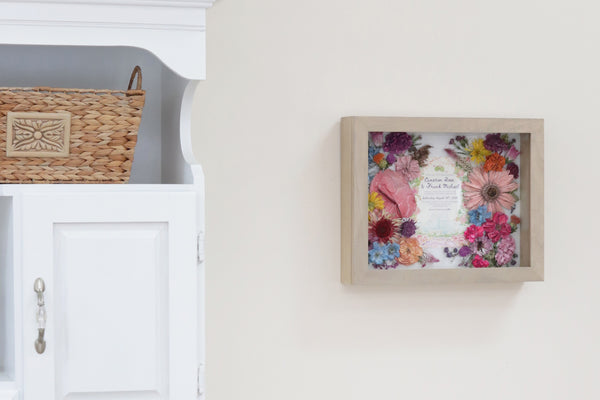 LOCAL PICKUP ONLY- Custom Framed Floral Preservation Shadow Box 10x12 (with Airbrush Color-Correction)