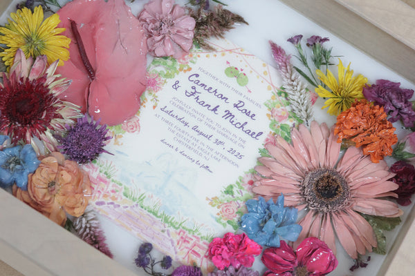 LOCAL PICKUP ONLY- Custom Framed Floral Preservation Shadow Box 10x12 (with Airbrush Color-Correction)