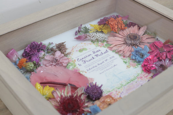 LOCAL PICKUP ONLY- Custom Framed Floral Preservation Shadow Box 10x12 (with Airbrush Color-Correction)