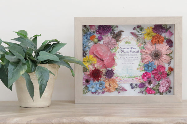 LOCAL PICKUP ONLY- Custom Framed Floral Preservation Shadow Box 10x12 (with Airbrush Color-Correction)