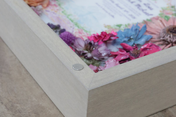 LOCAL PICKUP ONLY- Custom Framed Floral Preservation Shadow Box 10x12 (with Airbrush Color-Correction)