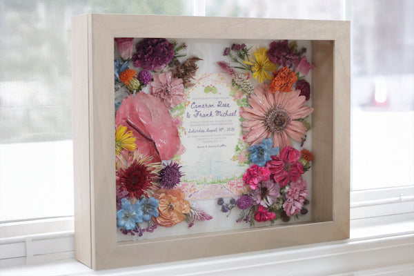 LOCAL PICKUP ONLY- Custom Framed Floral Preservation Shadow Box 10x12 (with Airbrush Color-Correction)