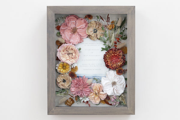LOCAL PICKUP ONLY- Custom Framed Floral Preservation Shadow Box 10x12 (with Airbrush Color-Correction)