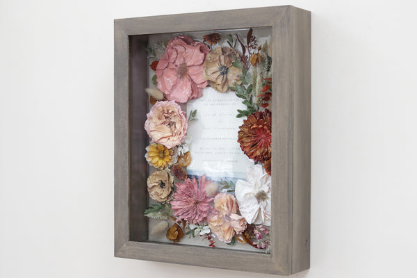 LOCAL PICKUP ONLY- Custom Framed Floral Preservation Shadow Box 10x12 (with Airbrush Color-Correction)
