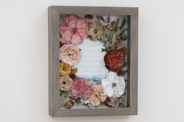 LOCAL PICKUP ONLY- Custom Framed Floral Preservation Shadow Box 10x12 (with Airbrush Color-Correction)
