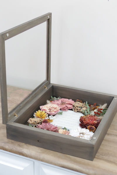 LOCAL PICKUP ONLY- Custom Framed Floral Preservation Shadow Box 10x12 (with Airbrush Color-Correction)
