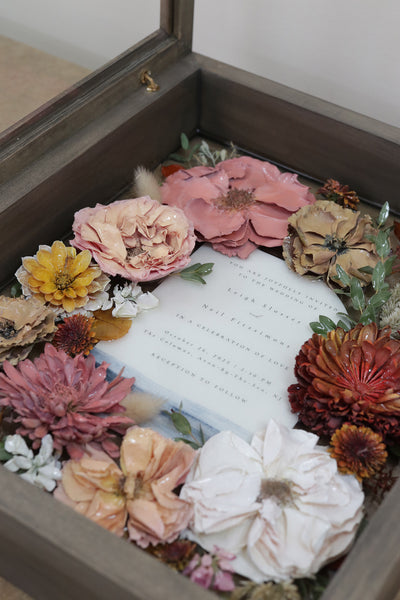 LOCAL PICKUP ONLY- Custom Framed Floral Preservation Shadow Box 10x12 (with Airbrush Color-Correction)