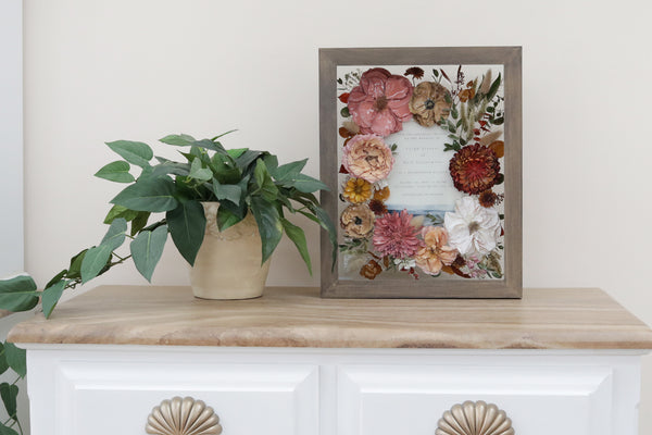 LOCAL PICKUP ONLY- Custom Framed Floral Preservation Shadow Box 10x12 (with Airbrush Color-Correction)