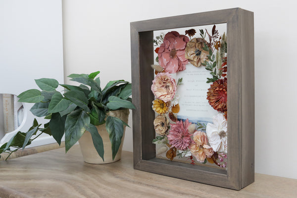 LOCAL PICKUP ONLY- Custom Framed Floral Preservation Shadow Box 10x12 (with Airbrush Color-Correction)