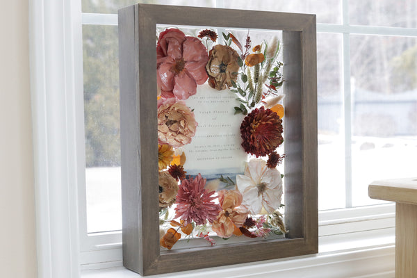 LOCAL PICKUP ONLY- Custom Framed Floral Preservation Shadow Box 10x12 (with Airbrush Color-Correction)