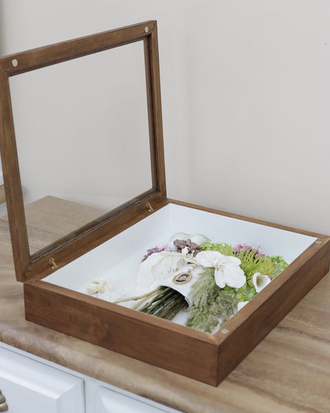 LOCAL PICKUP ONLY- Custom Framed Floral Preservation Shadow Box 10x12 (with Airbrush Color-Correction)