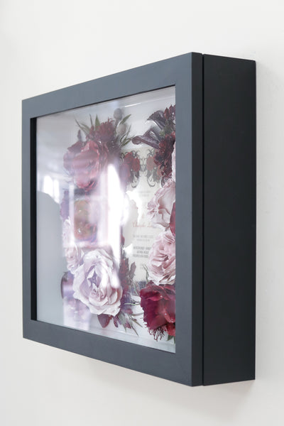 LOCAL PICKUP ONLY- Custom Framed Floral Preservation Shadow Box 10x12 (with Airbrush Color-Correction)