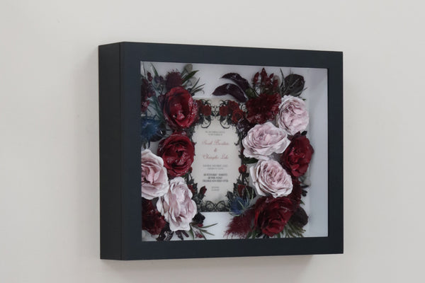 LOCAL PICKUP ONLY- Custom Framed Floral Preservation Shadow Box 10x12 (with Airbrush Color-Correction)