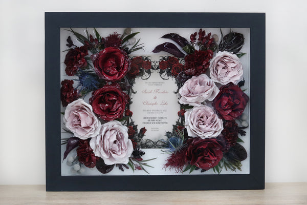 LOCAL PICKUP ONLY- Custom Framed Floral Preservation Shadow Box 10x12 (with Airbrush Color-Correction)