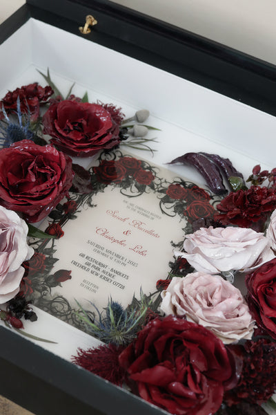 LOCAL PICKUP ONLY- Custom Framed Floral Preservation Shadow Box 10x12 (with Airbrush Color-Correction)