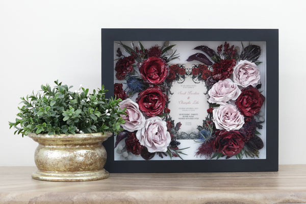 LOCAL PICKUP ONLY- Custom Framed Floral Preservation Shadow Box 10x12 (with Airbrush Color-Correction)