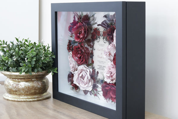 LOCAL PICKUP ONLY- Custom Framed Floral Preservation Shadow Box 10x12 (with Airbrush Color-Correction)