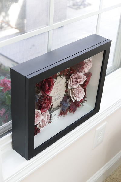 LOCAL PICKUP ONLY- Custom Framed Floral Preservation Shadow Box 10x12 (with Airbrush Color-Correction)