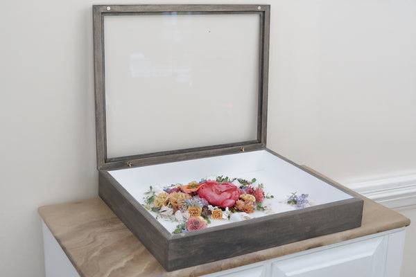 LOCAL PICKUP ONLY- Custom Framed Floral Preservation Shadow Box 10x12 (with Airbrush Color-Correction)