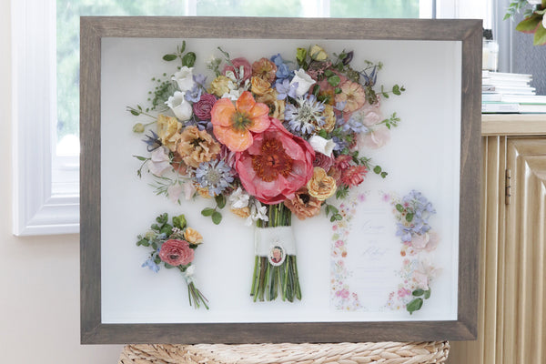 LOCAL PICKUP ONLY- Custom Framed Floral Preservation Shadow Box 10x12 (with Airbrush Color-Correction)