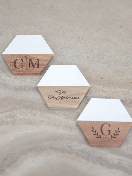 Custom Engraved Hexagon Coasters