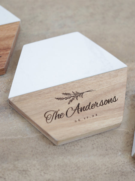Custom Engraved Hexagon Coasters