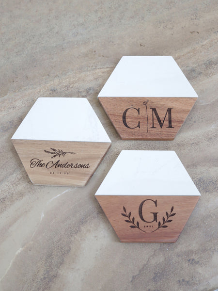 Custom Engraved Hexagon Coasters