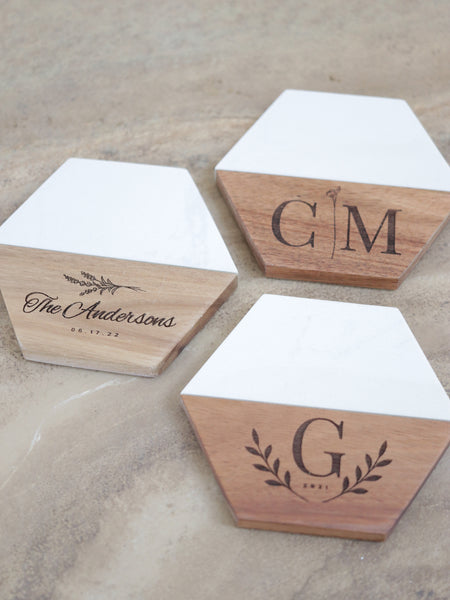 Custom Engraved Hexagon Coasters