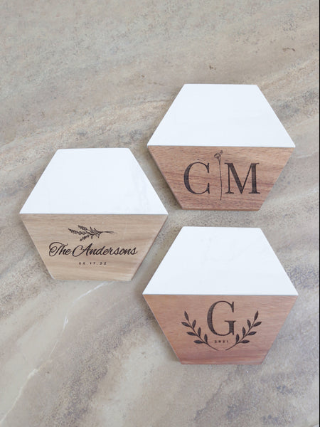 Custom Engraved Hexagon Coasters