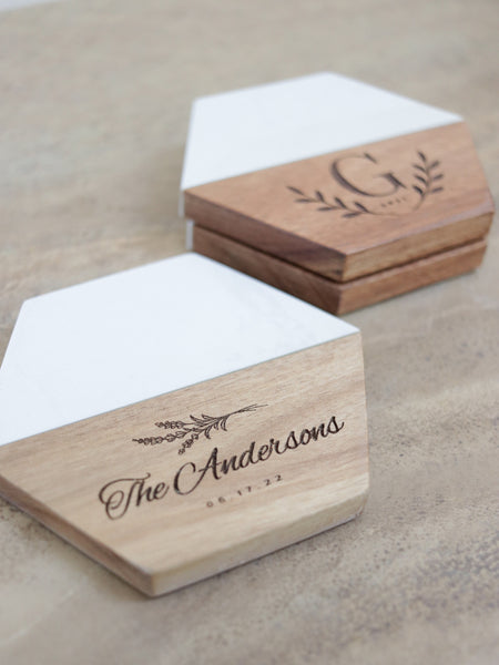 Custom Engraved Hexagon Coasters