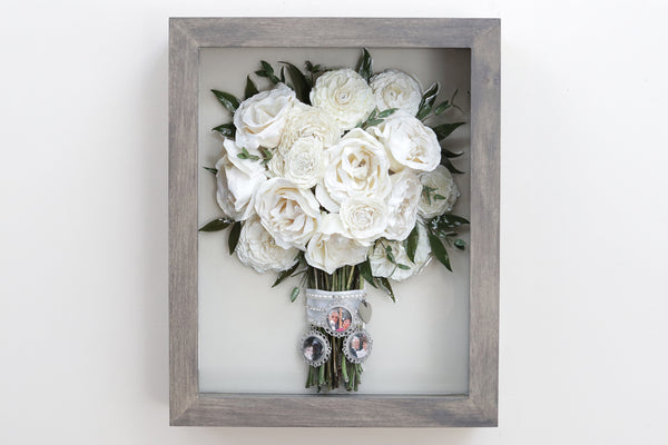 LOCAL PICKUP ONLY- Custom Framed Floral Preservation Shadow Box 10x12 (with Airbrush Color-Correction)