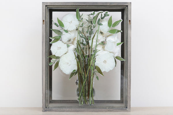 LOCAL PICKUP ONLY- Custom Framed Floral Preservation Shadow Box 10x12 (with Airbrush Color-Correction)