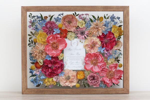 LOCAL PICKUP ONLY- Custom Framed Floral Preservation Shadow Box 10x12 (with Airbrush Color-Correction)