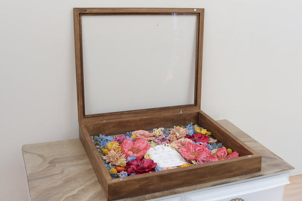 LOCAL PICKUP ONLY- Custom Framed Floral Preservation Shadow Box 10x12 (with Airbrush Color-Correction)