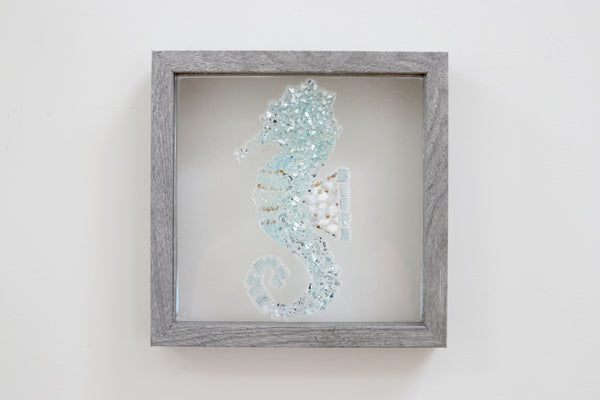 Seahorse Sea Glass Resin Art, 10x10